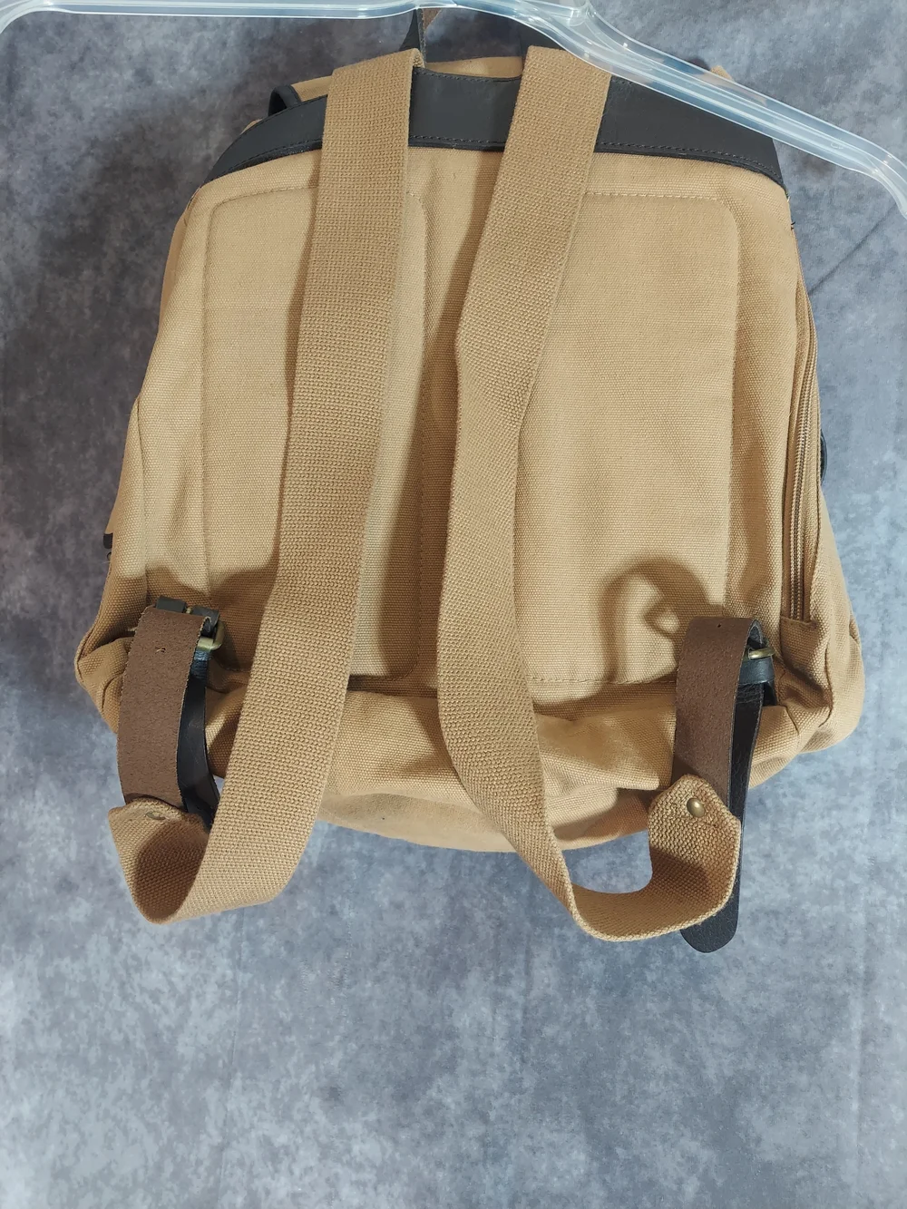 VTG GAP Canvas Military Rucksack Backpack Khaki Brown Leather Trim Utility